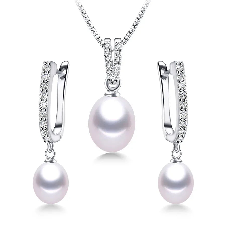 Freshwater Pearl Earrings & Necklace Jewelry Set