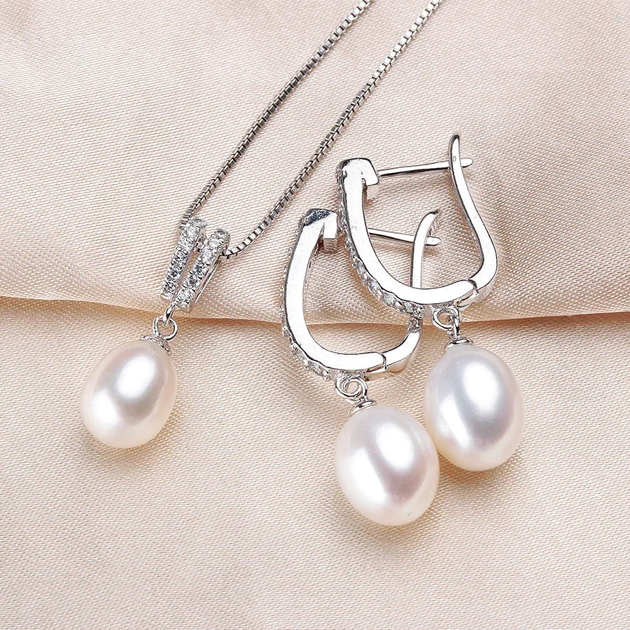 Freshwater Pearl Earrings & Necklace Jewelry Set