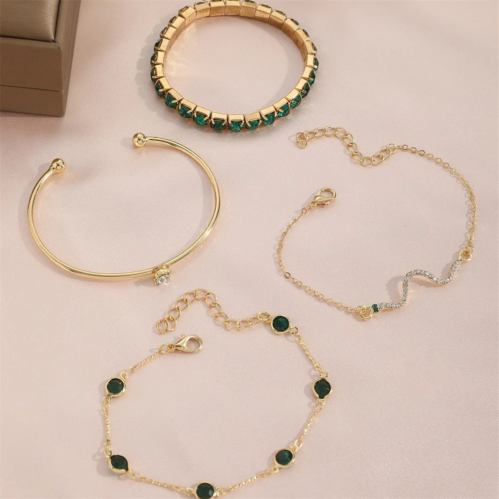 Green Emerald 4pcs Crystal Bracelet