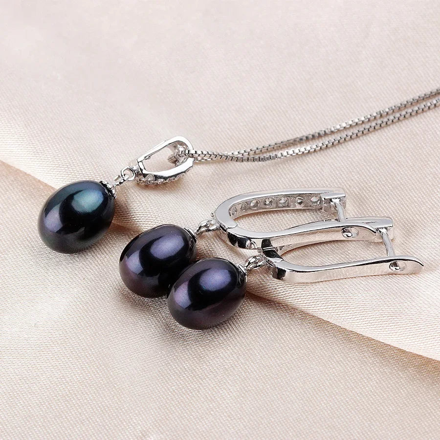 Freshwater Pearl Earrings & Necklace Jewelry Set